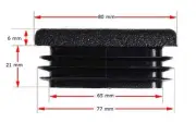 Black Plastic Square End Cap 80mm x 80mm - Flat Top