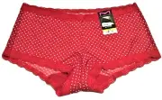 large / 7 - NWT Maidenform boyshort panty red with white dots $13 tag (d106)
