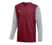 Nike FJ9549-613 Long Sleeve 1/4 Zip Crimson w/ Wolf Grey/ Sleeves Size XL $85