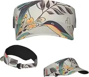 [RLDOBOFE] Sun Visor Hat Adjustable Empty Top Baseball Cap Bird and Flower Pattern Sun Hats for Women Men Sunscreen Visor Caps Summer Beach Sports Hats Black, Black, One Size