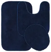 Traditional Nylon Washable Navy 3 Piece Set - Lid, Contour, Bath Rug - Soft, ...