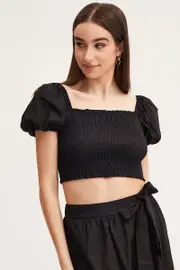 Black Crop Top Short Sleeve - Size 10, Women's Crop Top