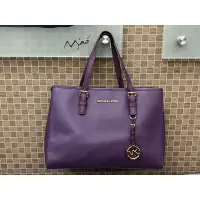 在飛比找蝦皮購物優惠-正品 MICHAEL KORS 深紫色 防刮牛皮 托特包 手