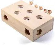 Interactive Wooden Whack-A-Mole Cat Toy, Engaging and Durable Play for Cats and