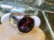 Genuine 925 Sterling Silver Large Boho Crystal Ring Size 12