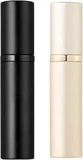 AlxMuNao 2Pcs Refillable Perfume Bottle Atomizer for Travel, Portable Easy Refillable Perfume Spray Pump Bottle for Men and Women with 5ml Pocket Size(Black & Gold)