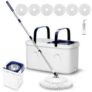 Spin Mop and Bucket with Wringer Set, Mop Bucket System Separate Clean and Di...