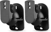 TNP Universal Satellite Speaker Wall Mount Bracket Ceiling Mount Clamp with Adjustable Swivel and Tilt Angle Rotation For Home Theater Surround Sound System Satellite Speakers - 1 Pair Set of 2, Black