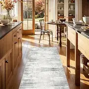 UZU 60x180cm Non-Slip Washable Runner Rug for Hallway Bedroom Modern Abstract Faux Cashmere Carpet Kitchen Rugs Indoor Long Durable Soft Floor Mat Low Pile Runners with Anti-Slip Backing - Home Decor