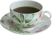 CFLNYC Coffee Cup & Saucer, Fine Bone China Porcelain Tea Set, 6.8oz Milk Cup, Oatmeal Cup, Leaf Flower Pattern Office Cup (Color : Multi-Colored, Size : 6.8oz)