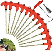 jopiuieo Ground Stakes for Tarp - Camping Stakes,Hexagonal Stable Tarp Screw Thread Pegs Set for Garden Irrigation Beach Netting Canopy Plant Landscaping Lawn Artificial Turf