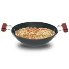 Futura Hard Anodised 3.75L 30cm Flat Bottom Wok/Kadai/Frying Pan Cookware