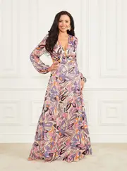 GUESS Women's Marciano Luise Crused Paisley Maxi Dress Size: 44, Polyester