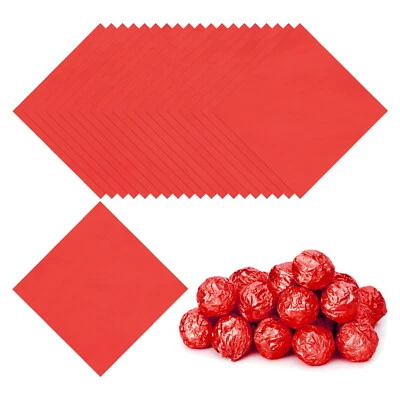 Foil Candy Wrappers 5x5 Inch, 100 Pcs Red Glossy Paper for DIY Chocolate