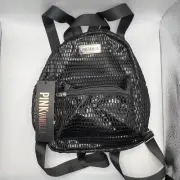 Pink Vanilla Backpack Small Vinyl Mesh Black Holiday Getaway Black NEW