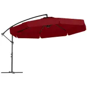CostwayPatio Cantilever Offset Hanging Umbrella with Cover Easy Tilt Adjustment-Red