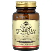 Solgar, Vegan Vitamin D3, 150 mcg (6,000 IU), 100 Vegan Softgels