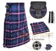 Scottish Men's Traditional Masonic Tartan 8 Yard KILT, Sporran & Accessories