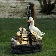Namzi KAIBINY Outdoor Duck Fountain with Solar Light, Garden Duck/Squirrel Statue, Yard Art Water Fountain Decoration, for Lawn Yard Patio Pond or Yard