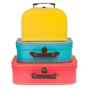 Set of 3 Paperboard Suitcases Decorative Cardboard Suitcase Decor with Handles