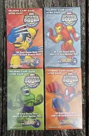 Marvel Super Hero Squad Cards 4 Intro Packs Hulk, Iron Man, Spiderman, Wolverine