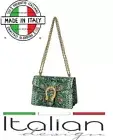 Italian Leather Shoulder Bag Chain Purse Vintage Snake Print Satchel Vintage