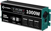 BKUANE Modified Inverter 500W 800W 1000W 1500W 2000W 3000W 12VDC to 120V AC with 2 USB Port,PD 22W QC 18W Fast Charging(1000W)
