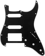 Musiclily Pro 11-Hole Modern HSS Strat Pickguard for American/Mexican Fender Stratocaster Floyd Rose Bridge Cut Electric Guitar, 3Ply Black