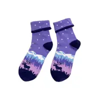 在飛比找蝦皮購物優惠-Manysocks｜紫霞雪中麋鹿 反折短襪