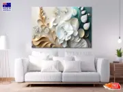 Gold & White Flower Abstract Wall Canvas Home Decor Australian Made Quality
