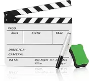 Flexzion Director Clapboard Film Movie Clapper Board Acrylic Plastic Dry Erase Stadio Camera TV Video Cut Action Scene Slate Board 10x12 with Black/White Sticks