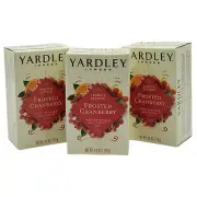 Yardley London Frosted Cranberry Bar Soap 4.0 oz Pack of 3 Limited Edition