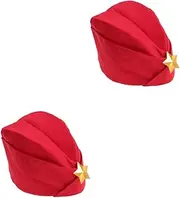 [LIFKOME] 2 Pcs Vintage Inspired Red Russian Hat Sailor Dance Berets Cap Berets Hat Rave Style One Size Fits