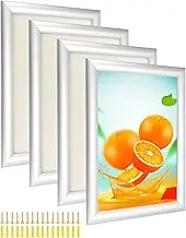 QWORK 4 Pack A4 Aluminum Snap Frame, Front-Loading Wall Mount Picture Frame Poster Holder with Mitred Corners, 1" Profile Anodised Aluminium, for Picture, Document or Certificate, Silver