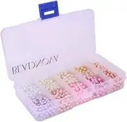 [BEADNOVA] 4mm 1000pcs Tiny Satin Luster Round Imitation Pearl Glass Beads for Jewelry Making Assorted Color Box Set