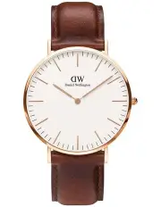 [Daniel Wellington] 40mm Classic St Mawes Leather Watch in Rose Gold
