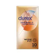 Durex Invisible Wide Fit Condoms 10 Pack