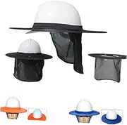 [TEHAUX] Construction Site Sun Hat with Breathable Mesh Nape Protector Full Brim Sunshade Cloth for Men and Women High Visibility Reflective Sun Protection for Outdoor Work Black Without