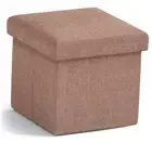 Small Storage Ottoman Foldable Collapsible Cube Square Linen Ottoman 1 Taupe