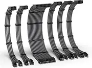 EZDIY-FAB PSU Cable Extension Kit,16AWG Power Supply Extension Cable,1x24Pin/2x4+4 EPS/3x6+2 PCI-E,Custom PC Sleeve Cable 300MM with Combs-Carbon