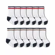 Jefferies Socks Baby Boys Seamless Stripe Ribbed Tube Crew Sport Ankle 6 Pairs