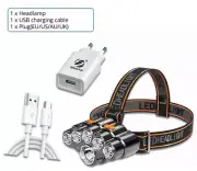 Rechargeable Bright LED Headlamp Torch Waterproof Headlight Portable Flashlight