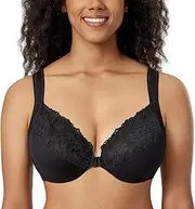 [DELIMIRA] Women's Front Closure Bras Plus Size Lace Full Coverage Underwire Bra