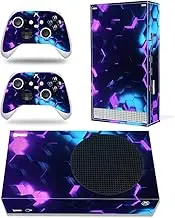 Decal Sticker for Xbox Series S Console and Controllers Gamepad Skin Protective Wrap Cover Compatible with Xbox Series S (Purple Design)