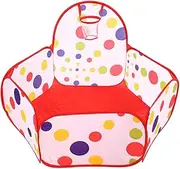 Baby Ball Pit Play Tent, Pop Up Play Tent for Toddlers Children Baby Kids, Ball Pool Fence with Basketball Hoop, Toys Gifts for Girls Boys, Balls Not Included, Pink Polka Dots(120CM)