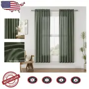 Elegant Olive Green Linen Curtains 72'' Length - Set of 2 Panels Light Filtering