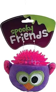 Spooky Friends Dog Toy Owl Ball, Purple - Plush Squeaky Toy with Ribbed Rubber Tummy, Halloween, Dog Chew Toy