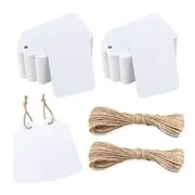 100Pcs Blank Gift Tags with String - Kraft Paper Labels, 2.8x1.6Inch White