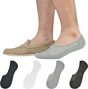 [Jormatt] Mens No Show Socks Loafer Low Cut Casual Cotton Socks With Non Slip Grips