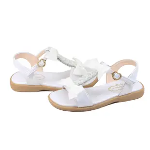 Swan天鵝童鞋-甜美珍珠蝴蝶結T字涼鞋 3843-白